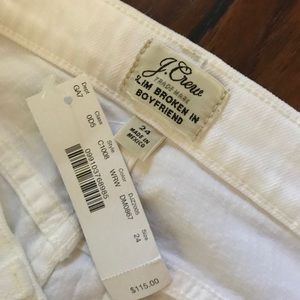 J Crew White denim jean, slim boyfriend